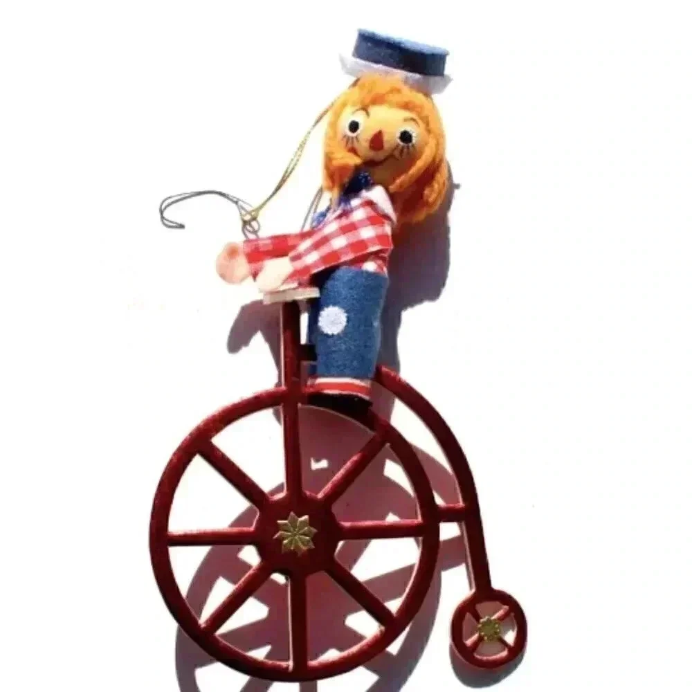 Vintage Raggedy Andy Riding A Unicycle Christmas Tree Ornament